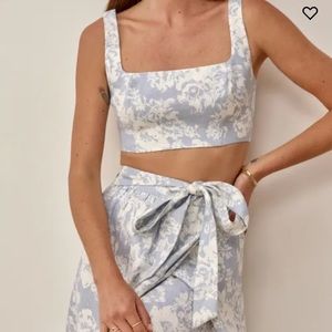 NWOT Reformation Palm Linen Two Piece in Porcelain